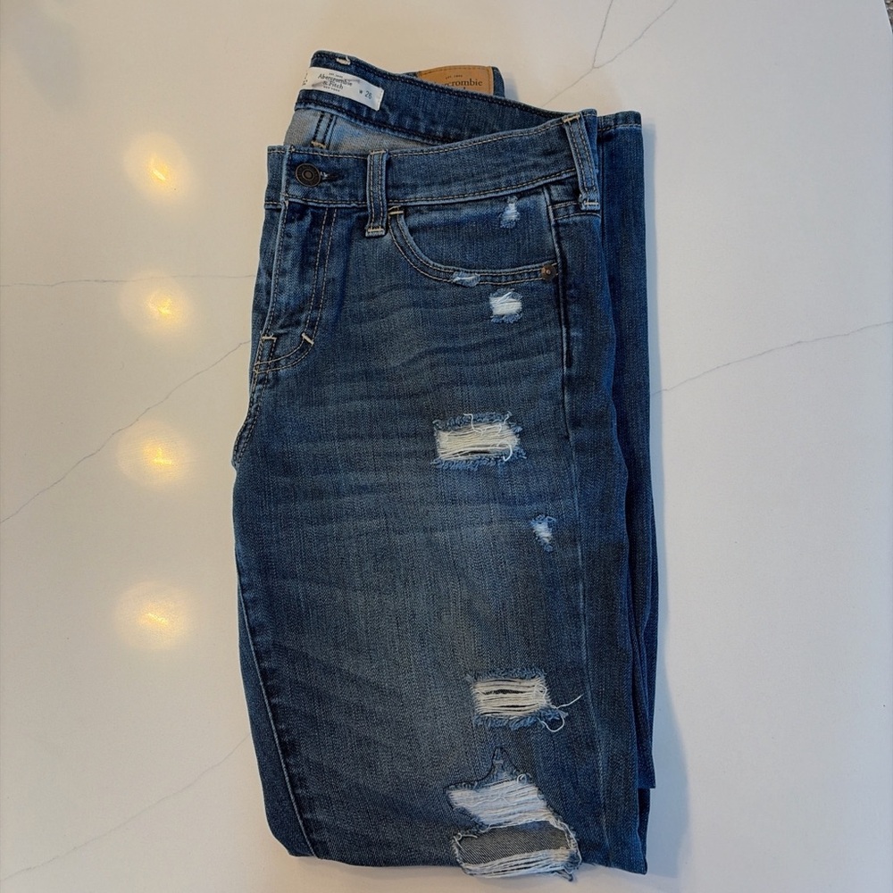 Abercrombie & Fitch Distressed Denim Boyfriend Jeans